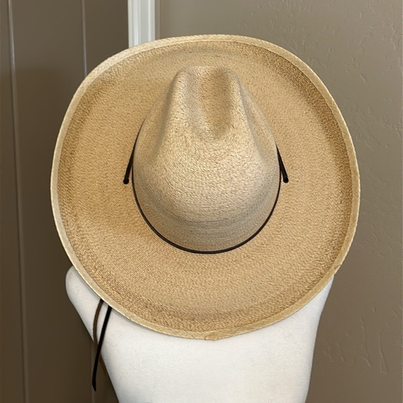 Stetson Cowboy Hat Large Bryce Mexican Palm Straw Natural Strap Ranch Western - Picture 2 of 8